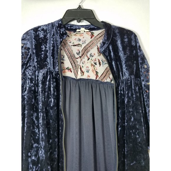 Entro Jacket Womens Size Medium blue Navy cut-out detail super soft zip up loose - Picture 5 of 14